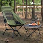 MOON LENCE High Back Folding Camping Chair, 330lbs Portable Compact Chair with Wide Seat & Ergonomic Back Support (Black)