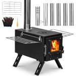 Upgraded Portable Wood Stove for Camping, YRenZ Compact Tent Stove with Large Firebox, High Airtightness for Outdoor Cooking & Heating