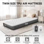 HiiPeak Air Mattress Twin Bed w Removable Multi-Function Air Pump, Self Inflatable TPU ECO Blow Up Bed, All Night Stability No Lost Air, No Peculiar Smell for Camping, Home, Guests & Portable Travel