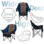 USKAU Oversized Folding Camping Chair for Adults Heavy Duty Padded Outdoor Chairs Big and Tall XL Picnic Chair with Cup Holders 400lb Capacity, Comfy for Lawn Sports and Outside Use
