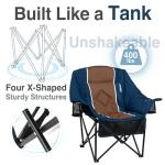 USKAU Oversized Folding Camping Chair for Adults Heavy Duty Padded Outdoor Chairs Big and Tall XL Picnic Chair with Cup Holders 400lb Capacity, Comfy for Lawn Sports and Outside Use