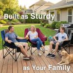 USKAU Oversized Folding Camping Chair for Adults Heavy Duty Padded Outdoor Chairs Big and Tall XL Picnic Chair with Cup Holders 400lb Capacity, Comfy for Lawn Sports and Outside Use