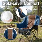 USKAU Oversized Folding Camping Chair for Adults Heavy Duty Padded Outdoor Chairs Big and Tall XL Picnic Chair with Cup Holders 400lb Capacity, Comfy for Lawn Sports and Outside Use