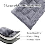 Wamsound Thick Camping Sleeping Pad - Faux Rabbit Fur Ultra Soft & Non-Slip Sleeping Mat with Portable Roll up Camping Cot Pad for Travel Car Tent Guest Bed (75" x 28", Dark Grey)