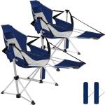 Romswi 2-Pack Aluminum Hammock Chair with Footrest, Oversized Portable Folding Swinging Chair with Adjustable Back & Seat, Lightweight Rocking Camp Chair Supports 440lbs for Outdoor, Patio - Blue