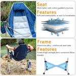 Romswi 2-Pack Aluminum Hammock Chair with Footrest, Oversized Portable Folding Swinging Chair with Adjustable Back & Seat, Lightweight Rocking Camp Chair Supports 440lbs for Outdoor, Patio - Blue