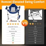 Romswi 2-Pack Aluminum Hammock Chair with Footrest, Oversized Portable Folding Swinging Chair with Adjustable Back & Seat, Lightweight Rocking Camp Chair Supports 440lbs for Outdoor, Patio - Blue