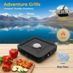 2 Burner Camping Stove Propane, Portable Gas Stove with Grill, 17,000 BTU Camp Stove, Foldable Camping Stove with Carry Bag, Windscreen & Grill Pan, Adjustable Burners & Piezo Ignition for Essentials