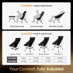 MOON LENCE High Back Folding Camping Chairs, Adjustable Height Beach Chair with Anti-Sinking Feet & Widened Seat (Green)