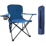 SAILARY Folding Camping Chair with Cup Holder and Cooler Bag, Portable Outdoor Chair for Camping, Fishing, Beach, Picnic, Heavy Duty Steel Frame, Carry Bag Included, Supports 225LBS, Navy Blue, 1 Pack