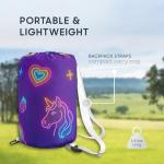Wake In Cloud - Unicorn Kids Sleeping Bag for Girls Toddlers, Camping in Warm Cold Weather, Backpacking Lightweight Compact Outdoor Liner for 3 Seasons Summer Spring Fall, Neon Purple