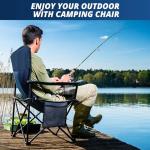 SAILARY Folding Camping Chair with Cup Holder and Cooler Bag, Portable Outdoor Chair for Camping, Fishing, Beach, Picnic, Heavy Duty Steel Frame, Carry Bag Included, Supports 225LBS, Navy Blue, 1 Pack