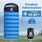 CONTUK Sleeping Bags for Adults, Green Material, Waterproof, Improved Skin-Friendly Poly-Pongee Lining, Camping Sleeping Bag with Optimized Zippers and Stitching, Blue & Black, 3 Seasons