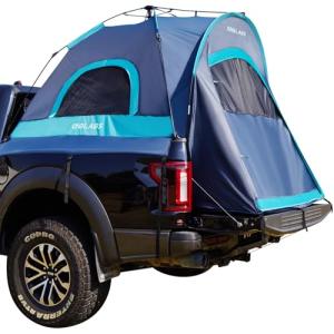 Golabs Truck Bed Tent for 5-6 Ft Bed, 8-Minutes Easy Setup by Pre-Attached Poles, Waterproof PU2000mm & 210D Oxford Fabric, 2-Person Portable with Extra Rainfly Cover, Include Storage Bag& Pocket&Hook
