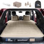 JOYTUTUS SUV Inflatable Mattress for Outdoor Car Camping,Soft Flocking and Extra Thick Oxford Surface Air Mattress, SUV Air Mattress Camping Bed with Upgraded Built-in Air Pump, 2 Pillows(Camel&Black)