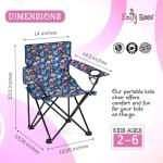 Emily Rose Kids Playful Dinosaurs Folding Beach Camp Chair Ages 2-7 - Toddler Travel Chair with Safety Lock Cup Holder & Carry Case - Boys Girls Outdoor Indoor Lightweight 125lb Capacity