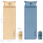 Naturehike Self-Inflating Sleeping Pad, Ultralight Memory Foam Camping Pad with Pillow, Fast Inflating, Patchwork Sleeping Pad for Camping, Hiking, RV Camping, with Storage Bag, Single, Graphite Blue