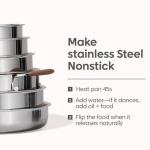 CAROTE 13pcs Tri-Ply Stainless Steel Cookware Set with Detachable Handle, Pots and Pans Set, Induction Kitchen Cooking Sets, RV/Camping Cookware, Oven Safe, Woodgrain Style