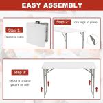 Elevon Folding Table, 4 Feet Heavy Duty Fold-in-Half Utility Table Indoor Outdoor for Camping, Picnic, Party