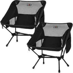 Overmont Ultralight Portable Camping Chair- Lightweight Folding Backpacking Chair, Support up to 330Lbs Compact Beach Chair for Adults with Carry Bag for Backpack Hiking Fishing Outdoor Camp 2pcs