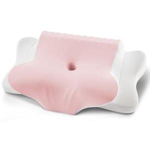 Camping Pillow Memory Foam Pillows,Cooling Ergonomic Dual-Sided Orthopedic Neck Cervical Pillow with Ice Silk Pillowcase, Breathable Contour Pillow for Travel, Side, Back, Stomach Sleepers