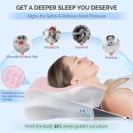 Camping Pillow Memory Foam Pillows,Cooling Ergonomic Dual-Sided Orthopedic Neck Cervical Pillow with Ice Silk Pillowcase, Breathable Contour Pillow for Travel, Side, Back, Stomach Sleepers