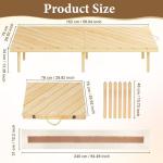 MLLNFUE Folding Picnic Table with Boho Table Runner 60" x 30" Wooden Low Table, Portable for Indoor Outdoor Use Ideal for Camping Beach Weddings Garden Parties (Seats 6)