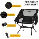 Overmont Ultralight Portable Camping Chair- Lightweight Folding Backpacking Chair, Support up to 330Lbs Compact Beach Chair for Adults with Carry Bag for Backpack Hiking Fishing Outdoor Camp 2pcs