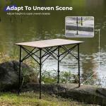 Byliable Camping Table Folding Portable Camp Aluminum Fold Up Lightweight Roll Up Table Adjustable Height with Carry Bag Indoor Outdoor for Camping, Picnic, Backyard, BBQ, Patio, Wood Grain