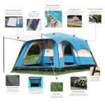 TGpao 6-8 Person Tents for Camping with Screen Room,Large Family Tent with 2 Separate Rooms, 6000MM Waterproof, (150 * 102 * 79in) Double-Layer Design with Rainfly (Sky Blue,5-8 People)