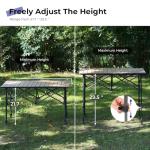 Byliable Camping Table Folding Portable Camp Aluminum Fold Up Lightweight Roll Up Table Adjustable Height with Carry Bag Indoor Outdoor for Camping, Picnic, Backyard, BBQ, Patio, Wood Grain