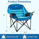 Youtanic Oversized Camping Chair, Portable Folding Camping Chairs with Side Pocket, Cup Holder and Carry Bag, Heavy Duty Outdoor Camping Chairs for Adults, Fishing, Sports, Trip, up to 400lbs, Style 1
