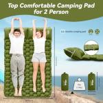HiiPeak Double Sleeping Pad - Self Inflating 3" Extra-Thick for 2 Person with Pillow Built-in Foot Pump Inflatable Sleeping Mat for Backpacking, Hiking, Traveling, Tent, Portable Camping Mat (Green)