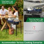 Karl home 2 Burner Propane Gas Stove for Outdoor Cooking, 225,000 BTU Camping Cooker with Removable Legs & Adjustable PSI Regulator for Backyard Cooking BBQ Baking Frying