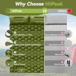 HiiPeak Double Sleeping Pad - Self Inflating 3" Extra-Thick for 2 Person with Pillow Built-in Foot Pump Inflatable Sleeping Mat for Backpacking, Hiking, Traveling, Tent, Portable Camping Mat (Green)