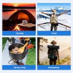 MINNNANOTOKU 17pcs Camping Cookware Kit, 7inches Pan,0.45Gal Pot,0.30Gal Kettle Set with 2 Set Stainless Steel Cups Plates Forks Knives Spoons for Hiking.(Orange Color/Black) (Orange Color)