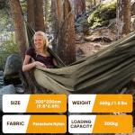 NATUREFUN Ultra-Light Travel Camping Hammock | 300kg Load Capacity,(300x200cm) Breathable,Quick-Drying Parachute Nylon | 2 x Premium Carabiners,2 x Nylon Slings Included | for Outdoor Indoor Garden
