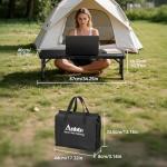 Anbte 3ft Low Folding Picnic Table, Thicker Aluminum Small Camping Table with Storage Bag, Portable Handle, Lightweight, for Camping Beach Party Picnic Floor, 34.2" x 15.7" x 10.3", Black