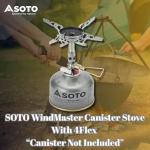 SOTO WindMaster Canister Stove with 4Flex for Windy Weather - Lightweight and Durable Backpacking Camp Stove, Compact Portable Camping Stoves for Hiking and Outdoor Cooking - Canister Not Included