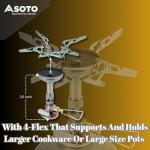 SOTO WindMaster Canister Stove with 4Flex for Windy Weather - Lightweight and Durable Backpacking Camp Stove, Compact Portable Camping Stoves for Hiking and Outdoor Cooking - Canister Not Included