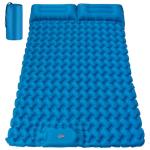 Seektain Inflating Sleeping Pad Mattress for Camping: Inflatable Camping Bed with Built-in Foot Pump for Tent - 4" Extra Thick Mat Air Cot for Floor - 2 Person Blue