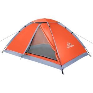 JELUCAMP 1/2 Person Dome Tents for Camping, Lightweight Portable Single Backpacking Tent, Small Easy Setup Outdoor Waterproof Camping Hiking Tent for Adults, 2 Person Tent, Orange