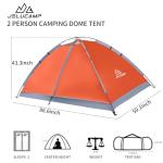 JELUCAMP 1/2 Person Dome Tents for Camping, Lightweight Portable Single Backpacking Tent, Small Easy Setup Outdoor Waterproof Camping Hiking Tent for Adults, 2 Person Tent, Orange