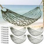 Jerify 4 Pack Mesh Hammocks Set - 98.4 x 31.5 Inches Pine Green Nylon Rope Hammock Each Max 220 Lbs/100 kg Outdoor Hammocks with 2 Straps for Camping Patio Garden