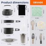 17-Piece Camping Cookware Set, Lightweight Backpacking Pot & Pan Kit with Non-Stick Anodized Aluminum, 0.45Gal Pot, 0.30Gal Kettle, 2 Cups & Cutlery Sets, Compact for Hiking, Camping, Picnic