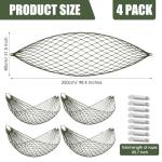 Jerify 4 Pack Mesh Hammocks Set - 98.4 x 31.5 Inches Pine Green Nylon Rope Hammock Each Max 220 Lbs/100 kg Outdoor Hammocks with 2 Straps for Camping Patio Garden