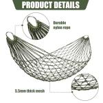 Jerify 4 Pack Mesh Hammocks Set - 98.4 x 31.5 Inches Pine Green Nylon Rope Hammock Each Max 220 Lbs/100 kg Outdoor Hammocks with 2 Straps for Camping Patio Garden