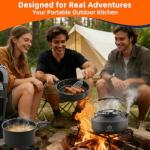 17-Piece Camping Cookware Set, Lightweight Backpacking Pot & Pan Kit with Non-Stick Anodized Aluminum, 0.45Gal Pot, 0.30Gal Kettle, 2 Cups & Cutlery Sets, Compact for Hiking, Camping, Picnic