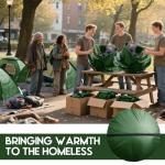 Wowangce 5 Set 2 Person Camping Tent for Homeless Bulk Includ 5 Pack Lightweight Tent and 5 Pack Sleeping Bag Waterproof Windproof Setup Pop up with Rain Cover Carrying Bag for Homeless Hiking (Green)