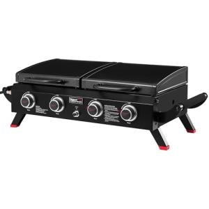 Royal Gourmet GD4002TP 4 Burner Propane Gas Grill and Griddle Combo with Hood, 2-in-1 Portable Grill Griddle Combo with 40,000 BTUs Output for Camping, Tailgating, Backyard, Black